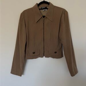VINTAGE Women's Cropped Khaki Green Jacket